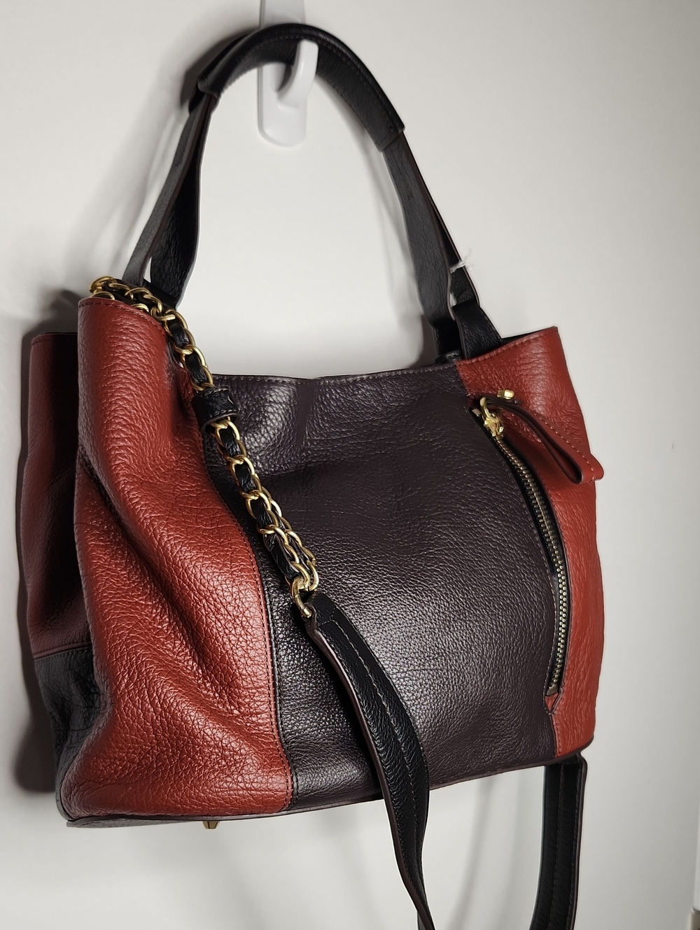 OrYANY colorblock leather Dk.brown/Burgundy shoulder. Preloved item sold as is